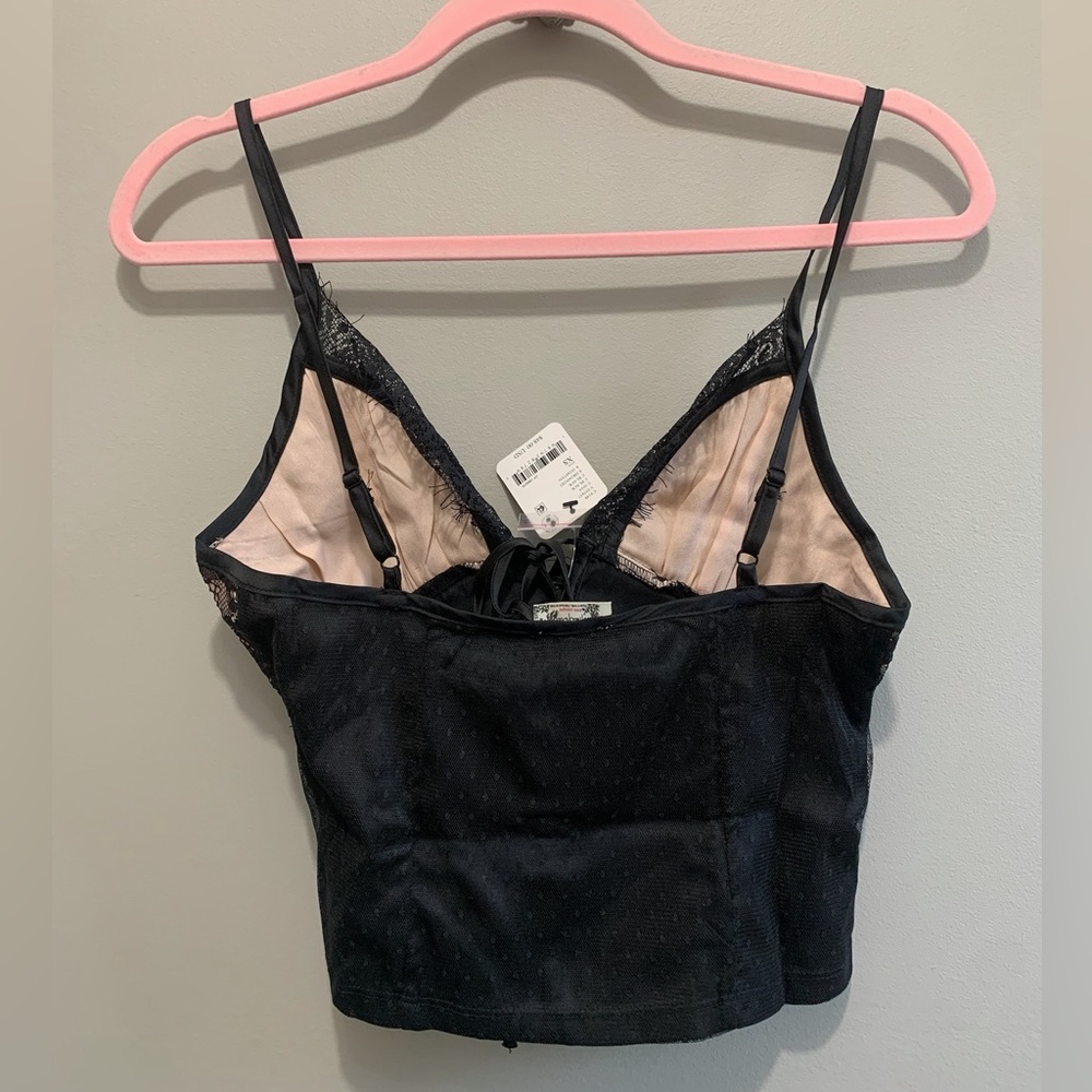 Free People Intimately Black Lace See Me Now Satin Camisole Top Size XS NWT Sexy - Picture 6 of 7